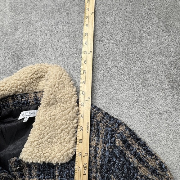 Sweet Rain Jacket Womens XL Plaid Sherpa Collar Button Front Contemporary Coat - Picture 5 of 6